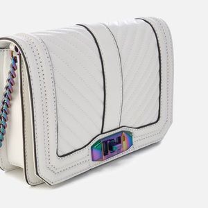 Rebecca Minkoff Chevron Quilted Small Love Crossbody Shoulder Bag Iridescent